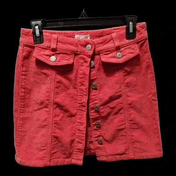 SO Dresses & Skirts - SO corduroy Mid Rise Women Mini Skirt Salmon Rose  5/W27